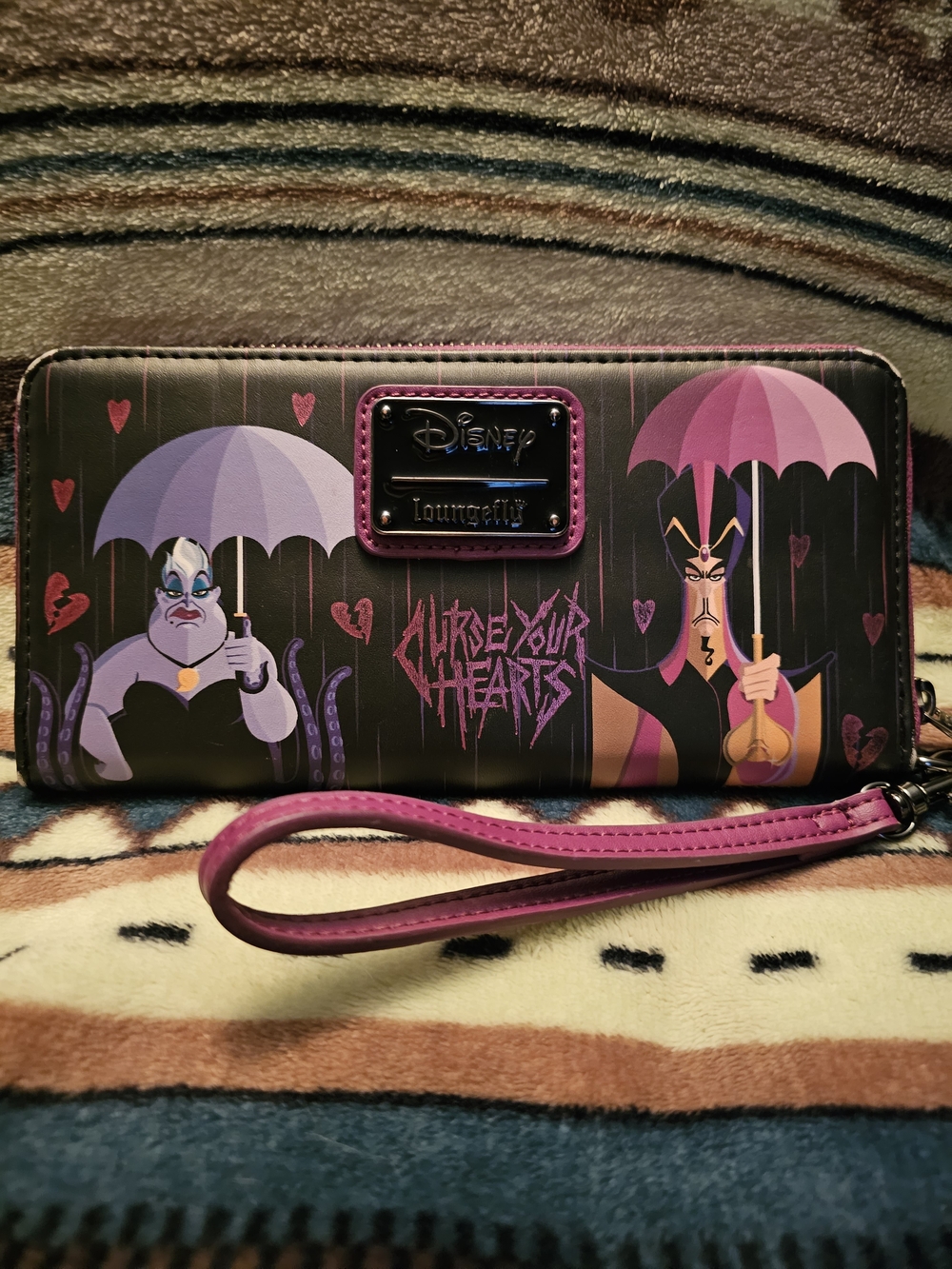 Loungefly Villains 'Curse Your Hearts' Pink & Black Wristlet Wallet